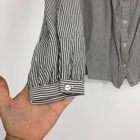 Jane and Delancey button down rayon striped long sleeve round neck top size S - Picture 8 of 11